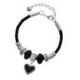 thumbnail image 1 of Delight Jewelry Silvertone Black Heart with Beaded Border Godmother Celtic Knot Leather Bead Bracelet, 7"+2" Extender, 1 of 4