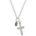 thumbnail image 1 of Delight Jewelry Silvertone Black Number - 0 Be Strong and Courageous Engraved Cross Zoey Necklace, 28", 1 of 4