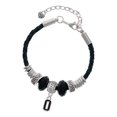 thumbnail image 1 of Delight Jewelry Silvertone Black Number - 0 Granddaughter Celtic Knot Leather Bead Bracelet, 7"+2" Extender, 1 of 4