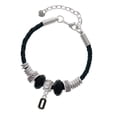 thumbnail image 1 of Delight Jewelry Silvertone Black Number - 0 Middle Sister Celtic Knot Leather Bead Bracelet, 7"+2" Extender, 1 of 4
