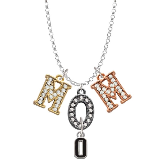Delight Jewelry Silvertone Black Number - 0 Multi-Colored Crystal Mom Charm Necklace