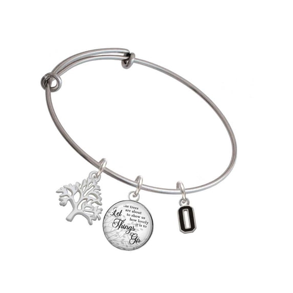 Delight Jewelry Silvertone Black Number - 0 Silvertone Let Things Go Tree Charm Bangle Bracelet