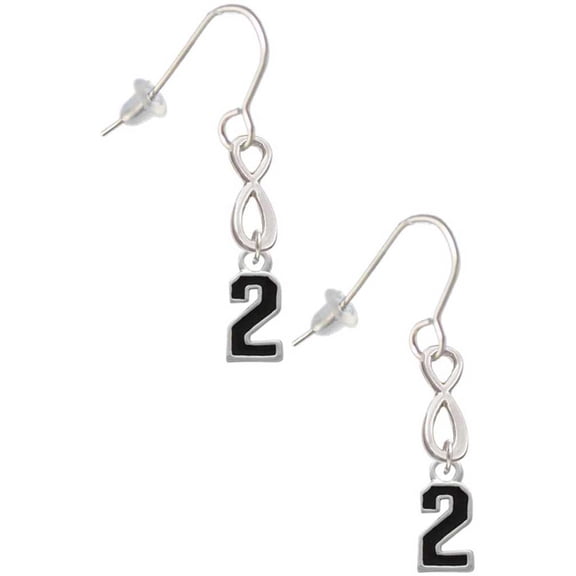 Delight Jewelry Silvertone Black Number - 2 Silver tone Infinity French Earrings
