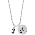 thumbnail image 1 of Delight Jewelry Silvertone Black Number - 3 Silvertone Script Initial Disc - A - Charm Necklace, 20"+3", 1 of 4