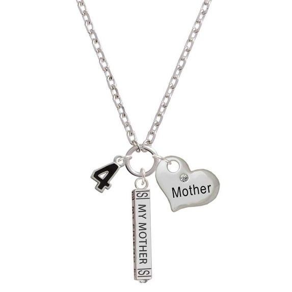 Delight Jewelry Silvertone Black Number - 4 Always My Mother Bar Zoe Necklace
