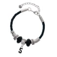 thumbnail image 1 of Delight Jewelry Silvertone Black Number - 5 Best Friend Celtic Knot Leather Bead Bracelet, 7"+2" Extender, 1 of 4