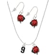 thumbnail image 1 of Delight Jewelry Silvertone Black Number - 9 Red Lucky Ladybug Necklace and Dangle Earrings Set, 1 of 6