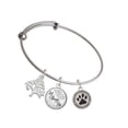 thumbnail image 1 of Delight Jewelry Silvertone Black Paw in Rope Border Silvertone Let Things Go Tree Charm Bangle Bracelet, 1 of 4