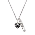 thumbnail image 1 of Delight Jewelry Silvertone Black Resin Heart with Clear Crystals in Frame Silvertone Best Friends Forever Bar Charm Necklace, 23", 1 of 4