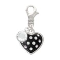 thumbnail image 1 of Delight Jewelry Silvertone Black Resin Heart with Clear Crystals in Frame - Silvertone Clip on Charm with Clear Crystal Drop, 1 of 4