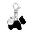 thumbnail image 1 of Delight Jewelry Silvertone Black Scottie Dog - Silvertone Clip on Charm with Clear Crystal Drop, 1 of 4