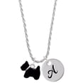 thumbnail image 1 of Delight Jewelry Silvertone Black Scottie Dog Silvertone Script Initial Disc - A - Charm Necklace, 20"+3", 1 of 4