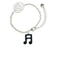 thumbnail image 1 of Delight Jewelry Silvertone Black Sixteenth Note Silver-tone Flower Link Chain Bracelet, 6.75"+2" Extender, 1 of 4