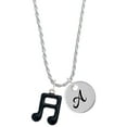 thumbnail image 1 of Delight Jewelry Silvertone Black Sixteenth Note Silvertone Script Initial Disc - A - Charm Necklace, 20"+3", 1 of 3