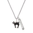 thumbnail image 1 of Delight Jewelry Silvertone Black Standing Cat Silvertone Courage Strength Wisdom Honesty Bar Charm Necklace, 23", 1 of 4