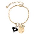thumbnail image 1 of Delight Jewelry Silvertone Black and White Enamel Heart Goldtone Discover Dream Explore Zoey Charm Bracelet, 6.5+2" Extender, 1 of 1