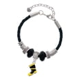 thumbnail image 1 of Delight Jewelry Silvertone Black and Yellow Firefighter Boot Niece Celtic Knot Leather Bead Bracelet, 7"+2" Extender, 1 of 4