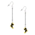 thumbnail image 1 of Delight Jewelry Silvertone Black and Yellow Firefighter Boot - Silver-tone Long Sparkle Dangle French Earrings, 1 of 4