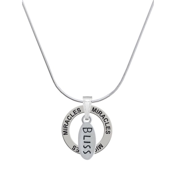 Delight Jewelry Silvertone Bliss Oval Miracles Ring Charm Necklace, 18"