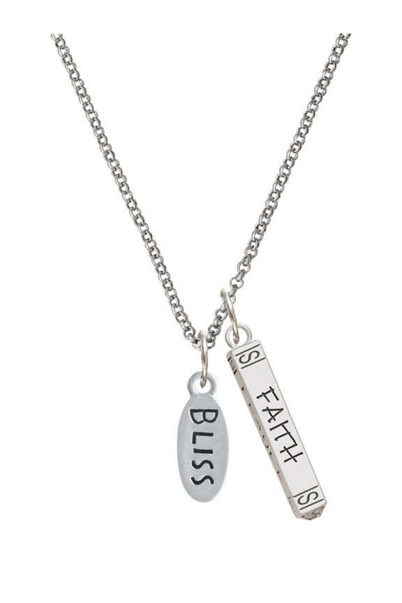 Silvertone Bliss Oval Silvertone Believe Faith Prayer Hope Bar Charm Necklace, 23"