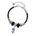 thumbnail image 1 of Delight Jewelry Silvertone Blue Baby Rattle Coach Celtic Knot Leather Bead Bracelet, 7"+2" Extender, 1 of 4