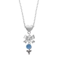 thumbnail image 1 of Delight Jewelry Silvertone Blue Baby Rattle Silver tone Bow Heart Necklace, 1 of 4