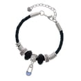 thumbnail image 1 of Delight Jewelry Silvertone Blue Baby Safety Pin Aunt Celtic Knot Leather Bead Bracelet, 7"+2" Extender, 1 of 4