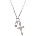 thumbnail image 1 of Delight Jewelry Silvertone Blue Baby Safety Pin Everlasting Love Engraved Cross Zoey Necklace, 28", 1 of 4