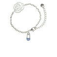 thumbnail image 1 of Delight Jewelry Silvertone Blue Baby Safety Pin Silver-tone Flower Link Chain Bracelet, 6.75"+2" Extender, 1 of 4