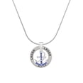 thumbnail image 1 of Delight Jewelry Silvertone Blue Crystal Anchor Laugh Ring Charm Necklace, 18", 1 of 4