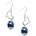 thumbnail image 1 of Delight Jewelry Silvertone Blue Enamel World Globe Spinner Open Heart French Earrings, 1 of 4