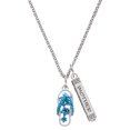 thumbnail image 1 of Delight Jewelry Silvertone Blue Open Plumeria Flower Flip Flop Silvertone Mother Daughter Bar Charm Necklace, 23", 1 of 4