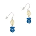 thumbnail image 1 of Delight Jewelry Silvertone Blue Policeman's Badge Goldtone Leaf French Earrings, 1 of 4