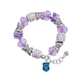 thumbnail image 1 of Delight Jewelry Silvertone Blue Policeman's Badge Purple Butterfly Bead Charm Bracelet, 7"+1" Extender, 1 of 1
