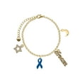 thumbnail image 1 of Delight Jewelry Silvertone Blue Ribbon Goldtone Dream Big Charm Bracelet, 7.5+2" Extender, 1 of 4