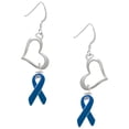 thumbnail image 1 of Delight Jewelry Silvertone Blue Ribbon Open Heart French Earrings, 1 of 4
