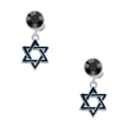 thumbnail image 1 of Delight Jewelry Silvertone Blue Star Of David Black Crystal Clip on Earrings, 1 of 5