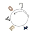 thumbnail image 1 of Delight Jewelry Silvertone Blue Texas with Red Heart Multi-Colored Crystal Love Charm Bracelet, 1 of 5