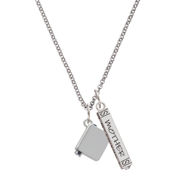 Delight Jewelry Silvertone Book Silvertone Mother Daughter Bar Charm Necklace, 23"