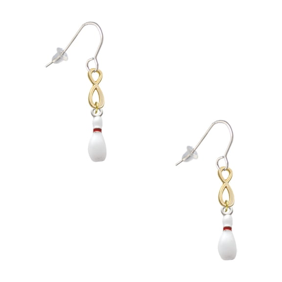 Delight Jewelry Silvertone Bowling Pin Gold Tone Infinity French Earrings