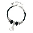 thumbnail image 1 of Delight Jewelry Silvertone Boy Silhouette in Heart Coach Celtic Knot Leather Bead Bracelet, 7"+2" Extender, 1 of 4