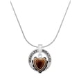 thumbnail image 1 of Delight Jewelry Silvertone Brown Ruffle Heart Miracles Ring Charm Necklace, 18", 1 of 4