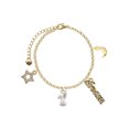 thumbnail image 1 of Delight Jewelry Silvertone Bunny Face Goldtone Dream Big Charm Bracelet, 7.5+2" Extender, 1 of 4
