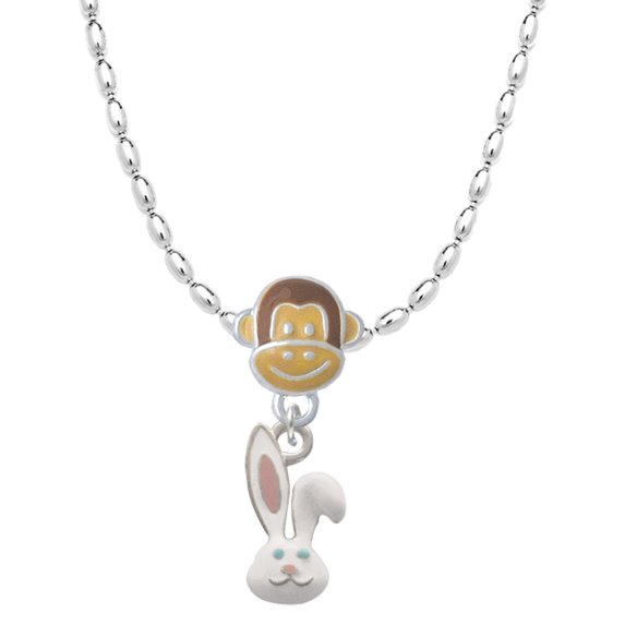 Delight Jewelry Silvertone Bunny Face Mia Monkey Charm Necklace