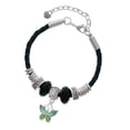 thumbnail image 1 of Delight Jewelry Silvertone Butterfly with Green Wings Godmother Celtic Knot Leather Bead Bracelet, 7"+2" Extender, 1 of 4