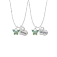 thumbnail image 1 of Delight Jewelry Silvertone Butterfly with Green Wings Mother & Daughter Heart Necklaces (Set of 2), 19"+2", 1 of 4