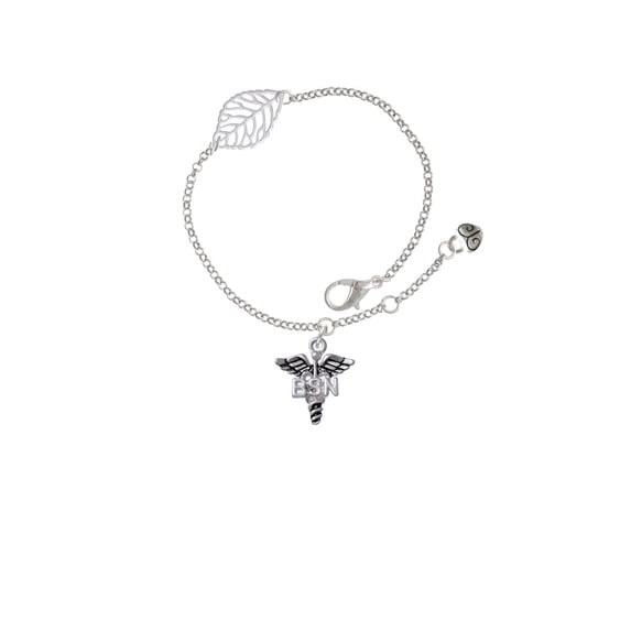 Delight Jewelry Silvertone Caduceus - BSN - Silvertone Leaf Delicate Bracelet, 6.25+1.75"