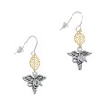 thumbnail image 1 of Delight Jewelry Silvertone Caduceus - CNA Goldtone Leaf French Earrings, 1 of 4