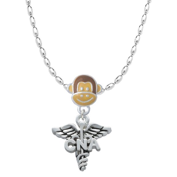 Delight Jewelry Silvertone Caduceus - CNA Mia Monkey Charm Necklace