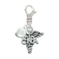 thumbnail image 1 of Delight Jewelry Silvertone Caduceus - CNA - Silvertone Clip on Charm with Clear Crystal Drop, 1 of 5